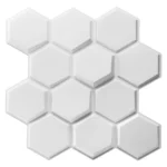 3D PVC Wall Panel White Textures Hexagon Design