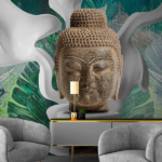 Lord Buddha 3D Wallpaper Print, Customize/ Personalized Wallpaper for Smart Home Office