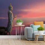 Standing Buddha wallpaper for walls – Hyderabad's best customized wholesale dealer. Get high-quality wallpapers for home, office, and meditation spaces.